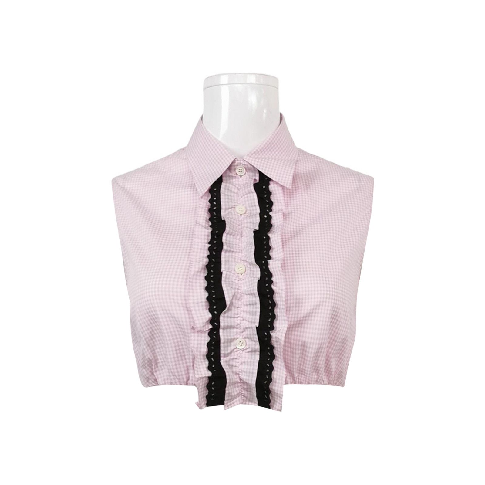 Prada Cotton Button-Up Shirt with Ruffles 0089