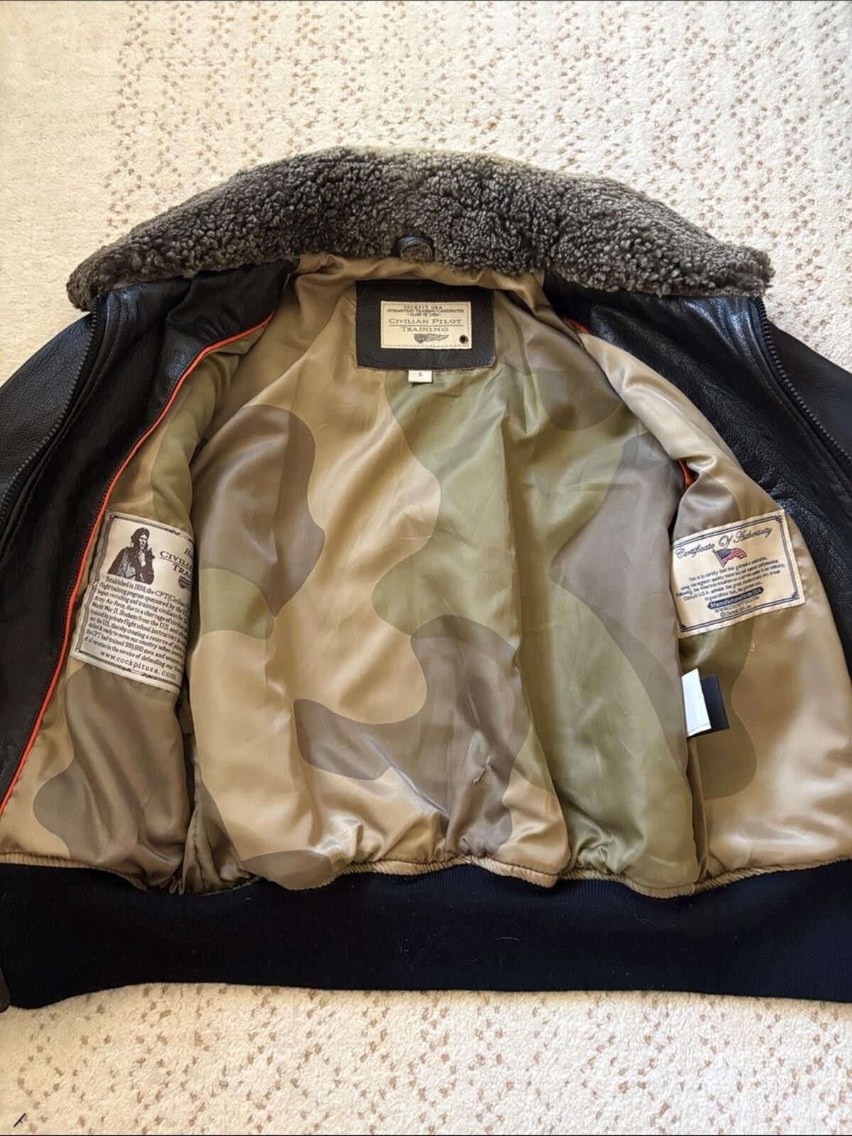 Cockpit USA Vintage Cockpit USA CPT Camo Wool Leather Bomber Jacket Size US S / EU 44-46 / 1 - 6 Thumbnail