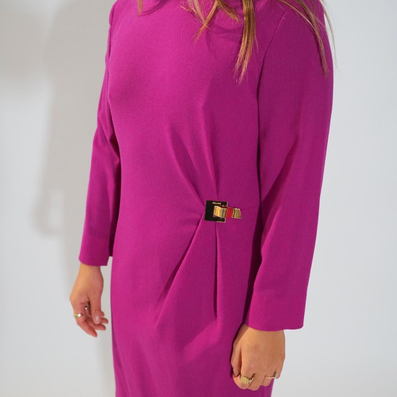 Celine Celine 3/4 Sleeve Pink LS Shift Dress w Gold Metal Buckle Size M / US 6-8 / IT 42-44 - 4 Thumbnail