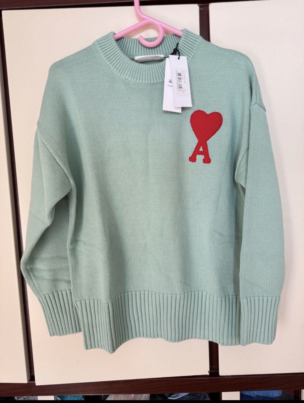 image of Ami Knit Aweater - Mint Green - Size M, Men's