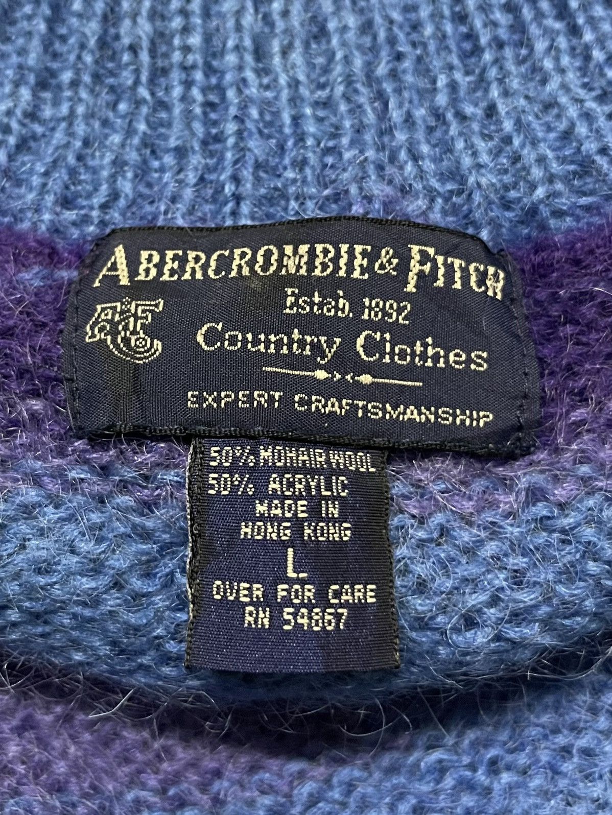 Abercrombie & Fitch × Vintage Abercrombie & Fitch Jumper Striped Mohair Size L / US 10 / IT 46 - 12 Thumbnail