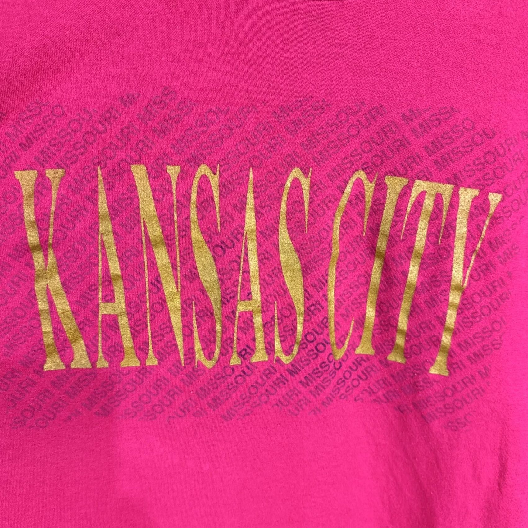 Vintage VINTAGE Kansas City T Shirt Adult XL Pink Missouri MO Destination Logo Graphic Print 90s Kansas City Mens Size US XL / EU 56 / 4 - 2 Thumbnail