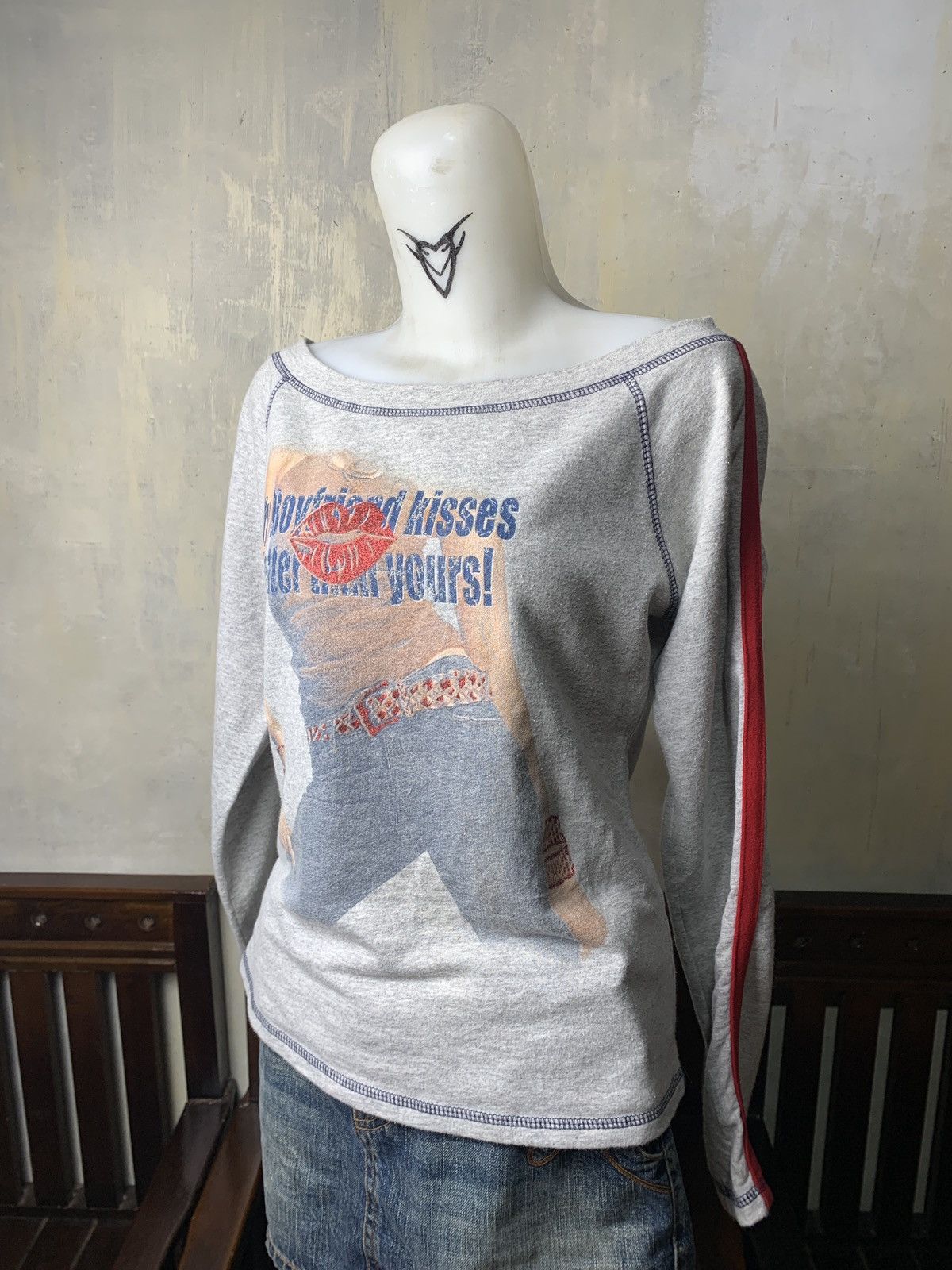 Japanese Brand y2k Yagi USA Gray Parody Quotes Girl Graphic Longsleeve Top Size M / US 6-8 / IT 42-44 - 2 Thumbnail