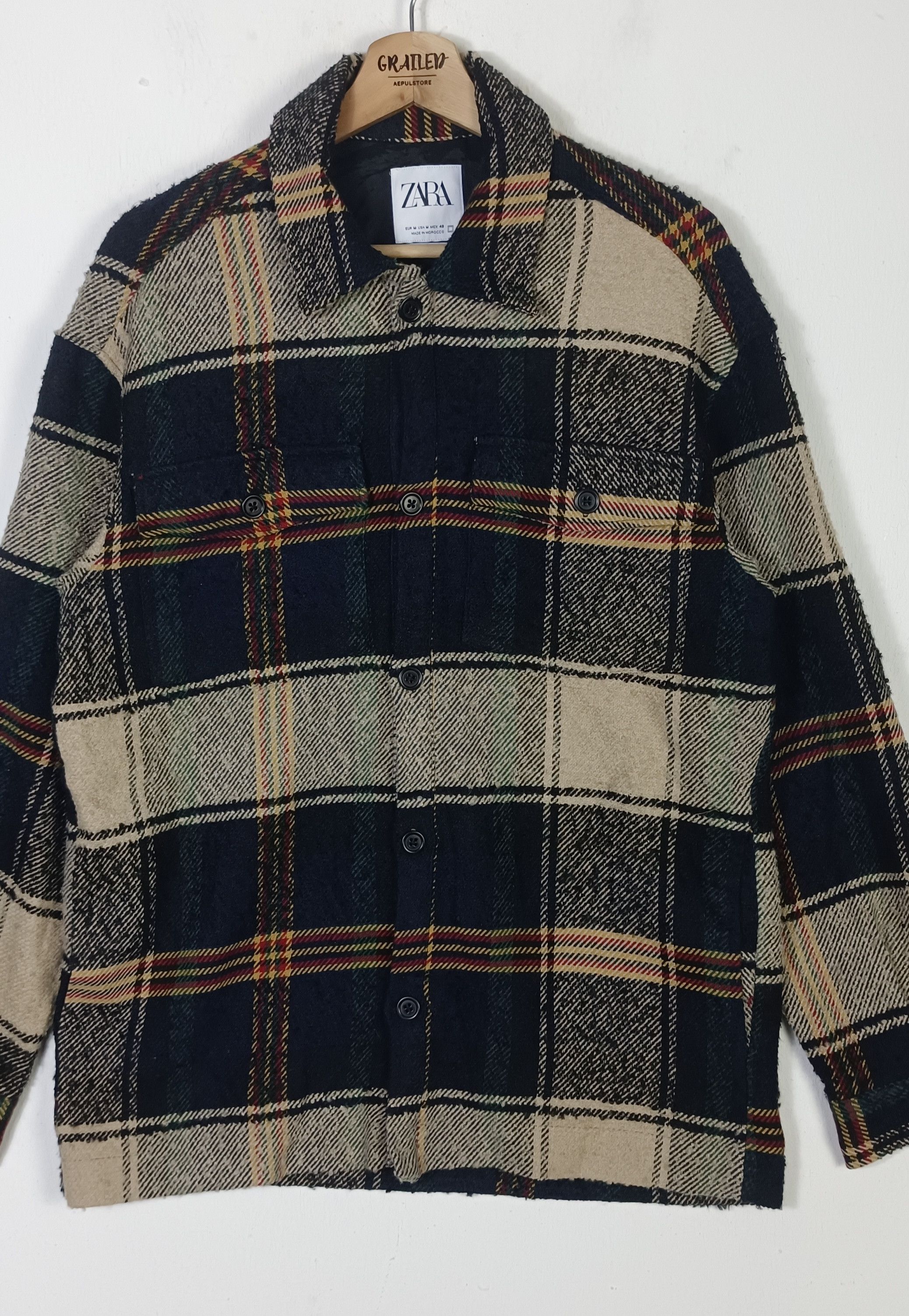 Designer × Zara Zara Men Flannel Wool Jacket Size US L / EU 52-54 / 3 - 4 Thumbnail