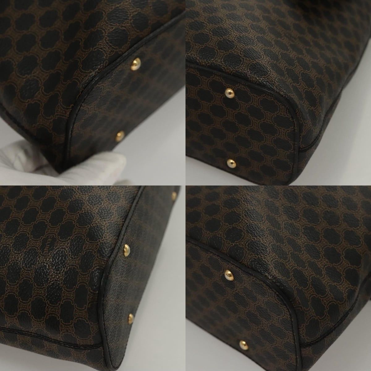 Celine CELINE Macadam Canvas Shoulder Bag Pvc Leather Black Gold Size ONE SIZE - 10 Thumbnail