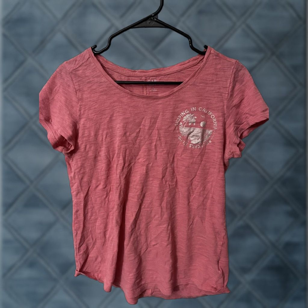 Gap GAP Pink Graphic Solid T-Shirt Cotton Short Sleeve Round Neck Small Women Size S / US 4 / IT 40 - 1 Thumbnail