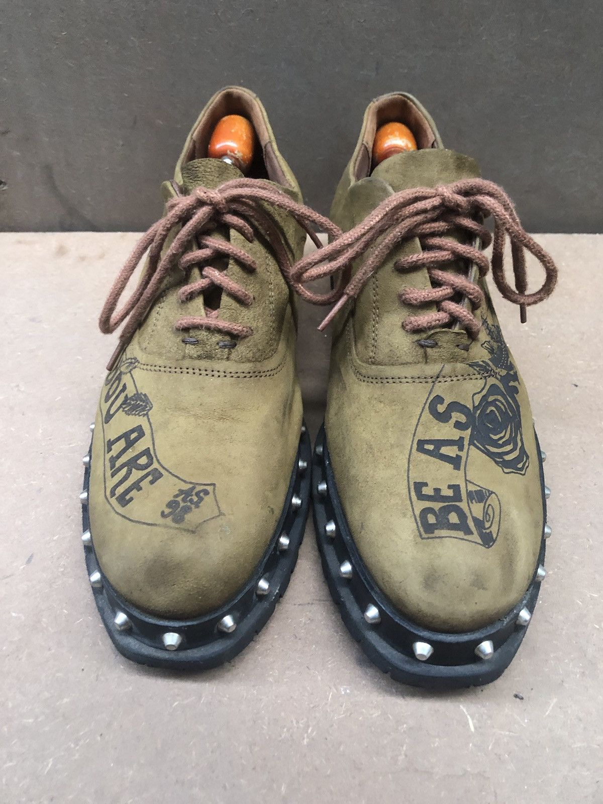 A.S.98 A.S 98 Brown Leather Men’s studded Casual Shoes Size 42 Size US 8 / EU 41 - 2 Thumbnail