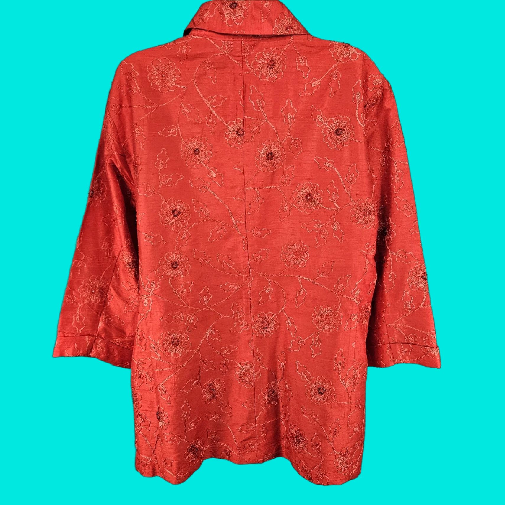 Vintage VTG Chico's Design Red Silk Embroidered Beaded 3/4 Sleeve Top Shirt Womens 3 US 16 Floral Silk Beaded Embroidered 100% Subscription? Size XS / US 0-2 / IT 36-38 - 1 Thumbnail