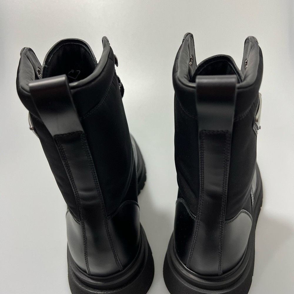 Prada Prada 40 Logo Leather & Nylon Lug-Sole Combat Boots Black Me Size US 8 / EU 41 - 7 Thumbnail