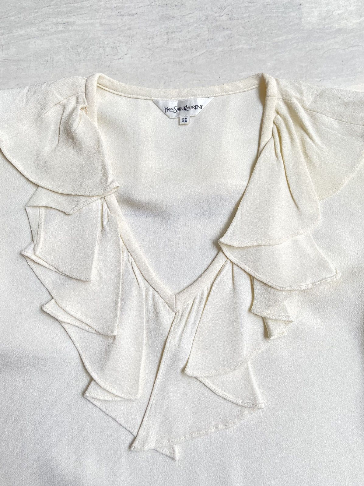 Yves Saint Laurent Yves Saint Laurent White Blouse Size XS / US 0-2 / IT 36-38 - 5 Thumbnail