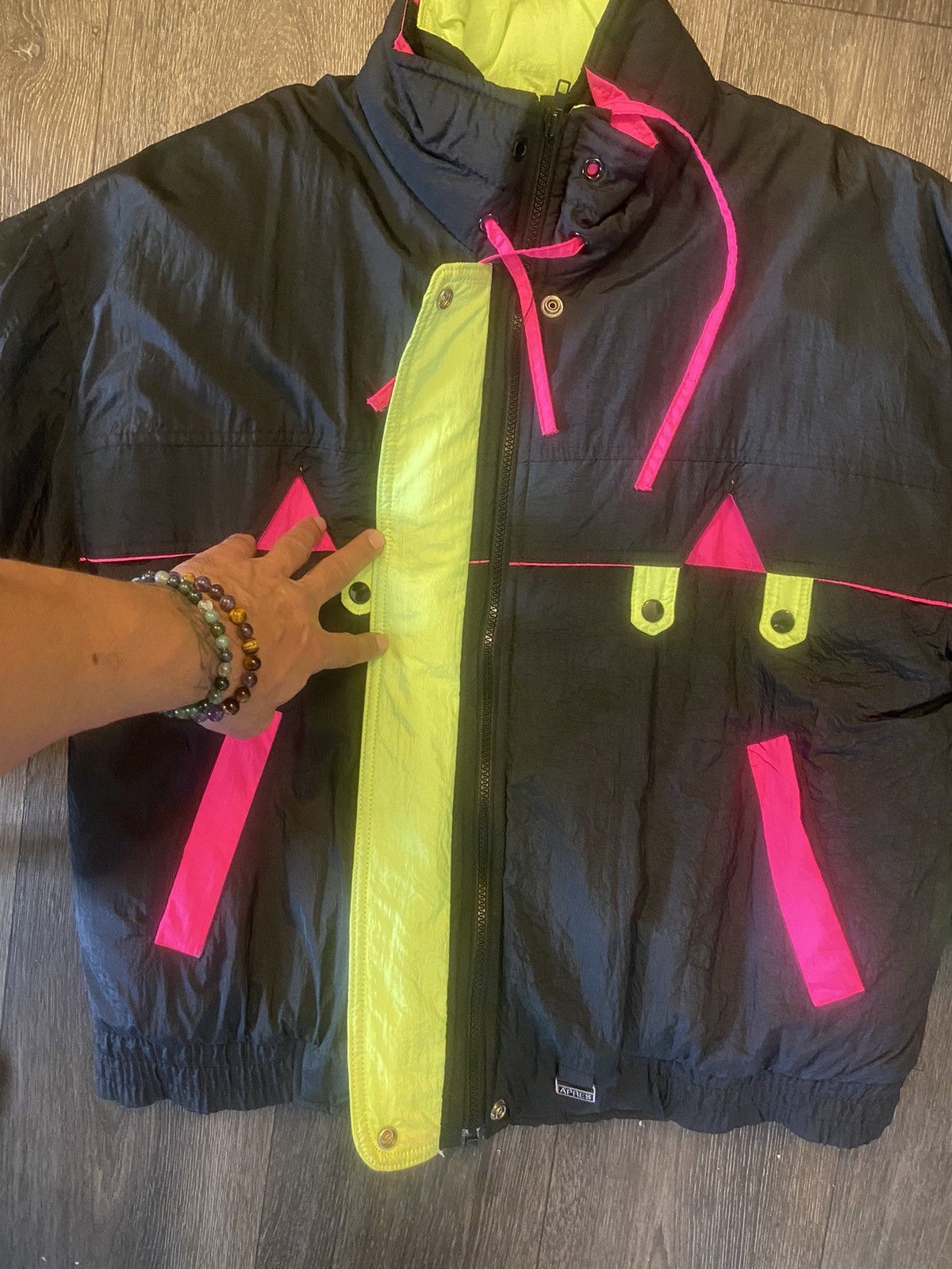Designer Vintage 1980’s Apres Neon Windbreaker Jacket Size L / US 10 / IT 46 - 5 Thumbnail