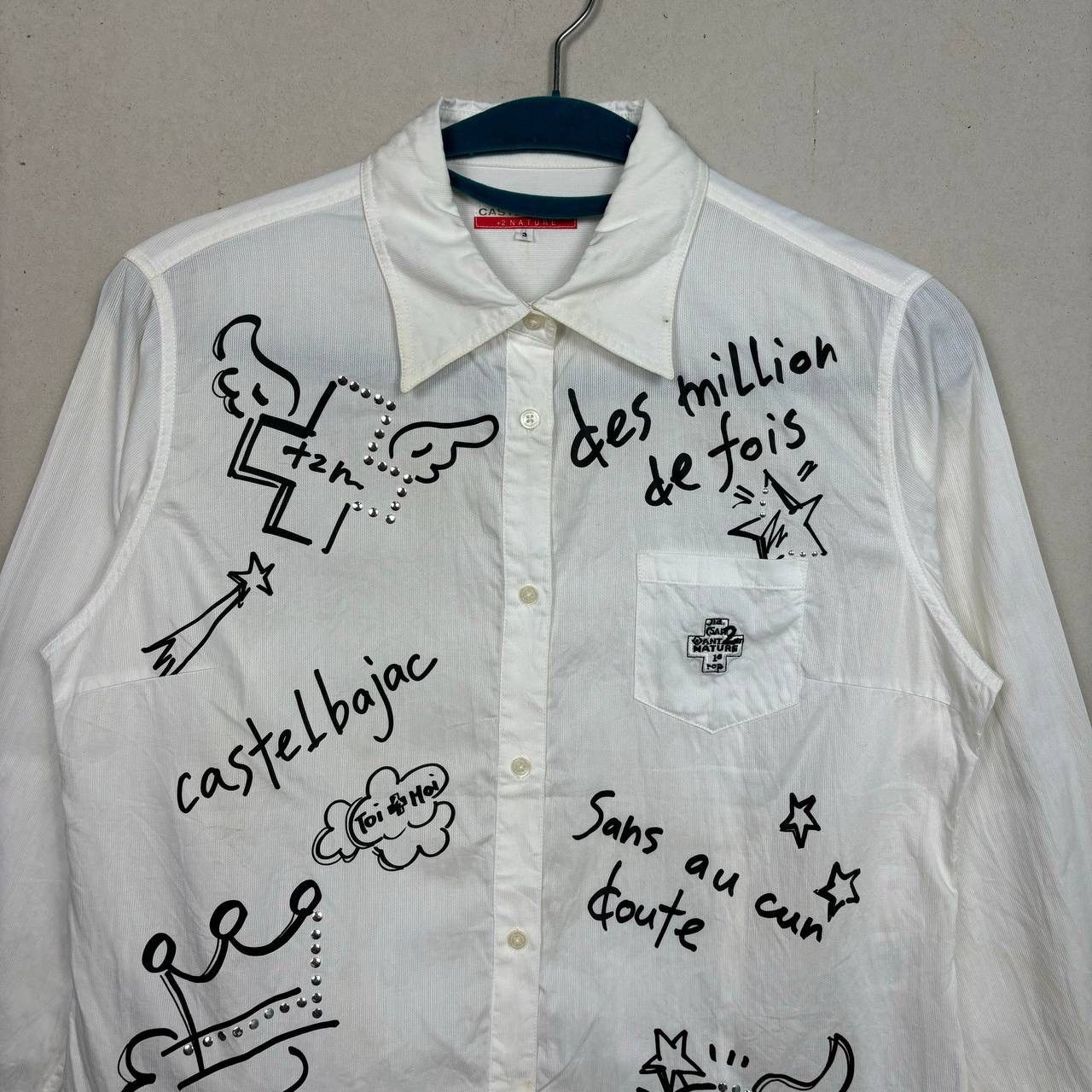 Jean Charles De Castelbajac Castelbajac +2 Nature Handwriting Print Shirt Vintage 90s Size L / US 10 / IT 46 - 3 Thumbnail