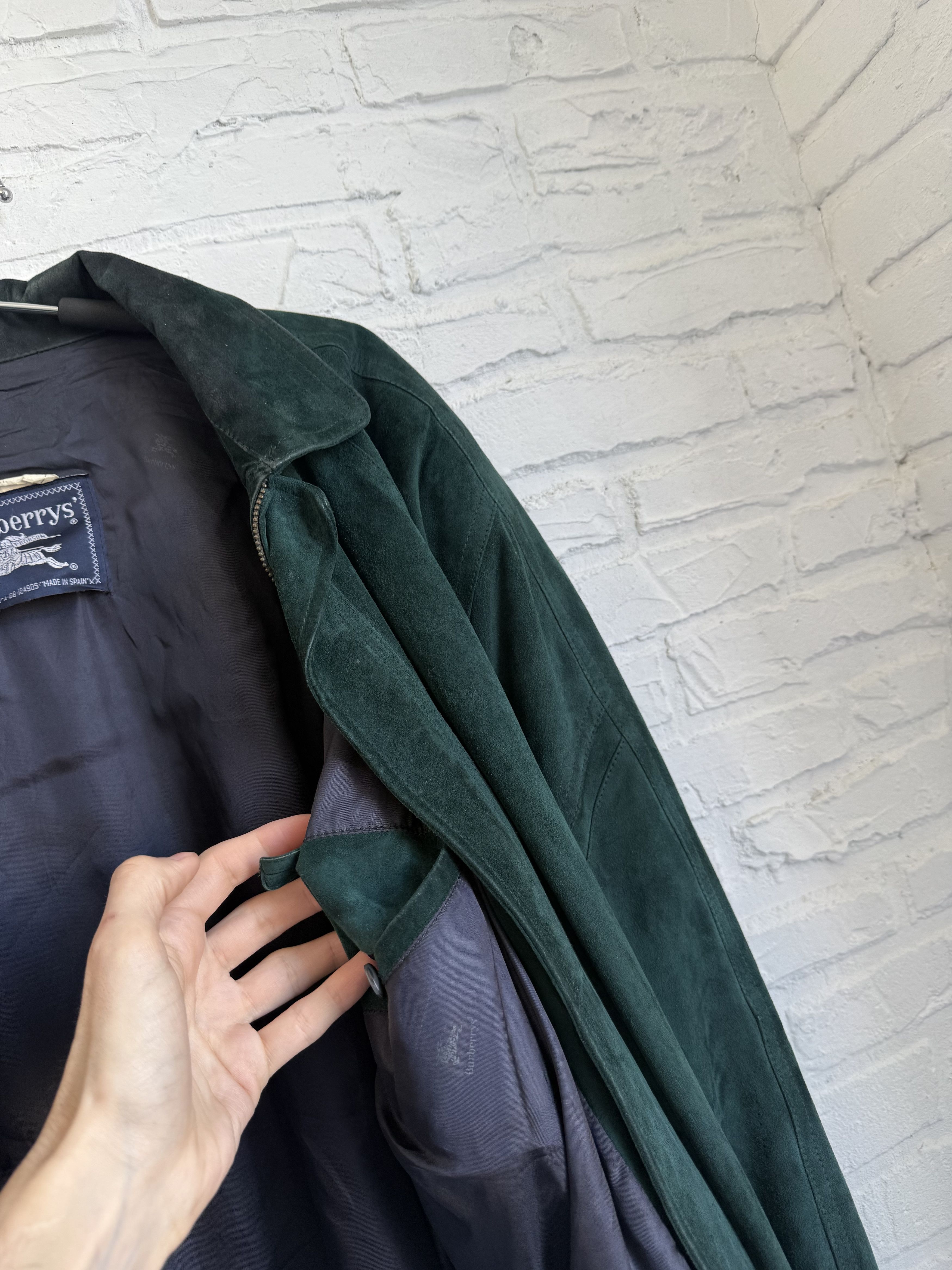 Burberry Vintage Burberrys Suede Leather bomber jacket Dark Green Size US L / EU 52-54 / 3 - 11 Thumbnail