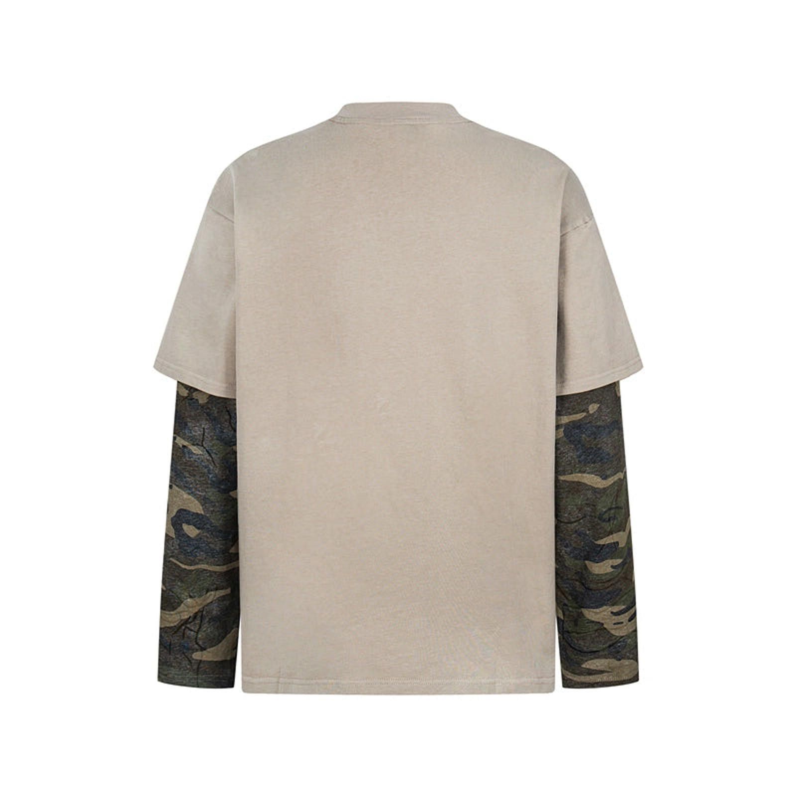 Japanese Brand Graphic Long Sleeve Layered T-Shirt, Camouflage Sleeves Size US L / EU 52-54 / 3 - 2 Thumbnail