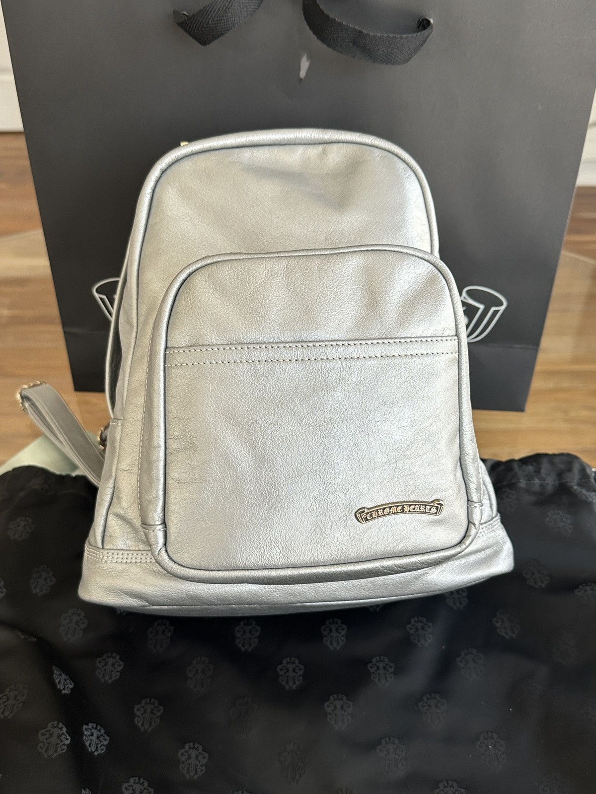 Chrome Hearts Chrome Hearts leather backpack in metalic silver Size ONE SIZE - 2 Thumbnail