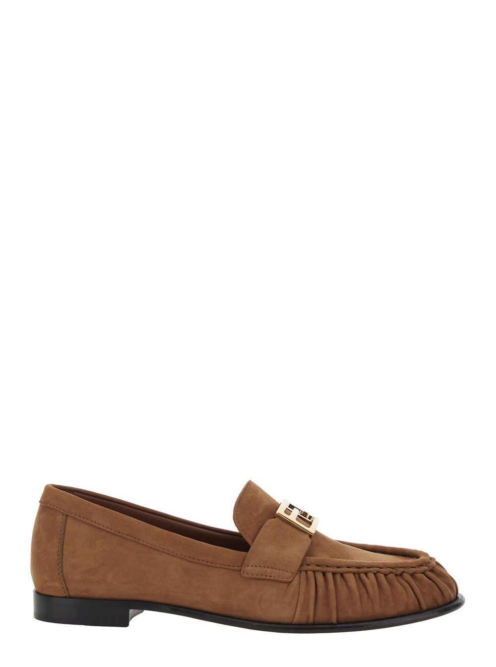 Fendi Brown Loafers with FF Plate on the Front in Leather for Women Size US 7 / IT 37 - 1 Thumbnail