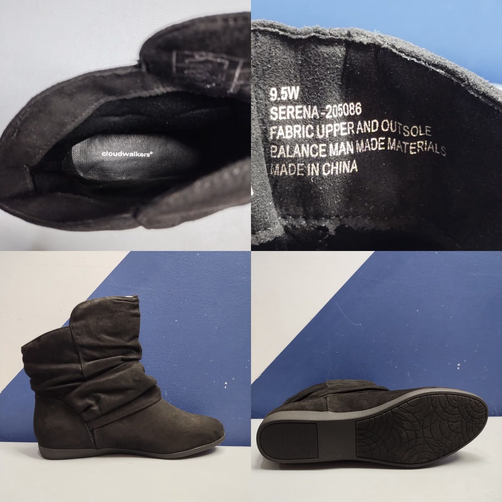 Vintage Cloudwalkers Serena Ankle Boots Womens Size 9.5W Black Classic Pull On 205086 Boots Womens Size 9.5W Black Size US 10 / IT 40 - 8 Thumbnail