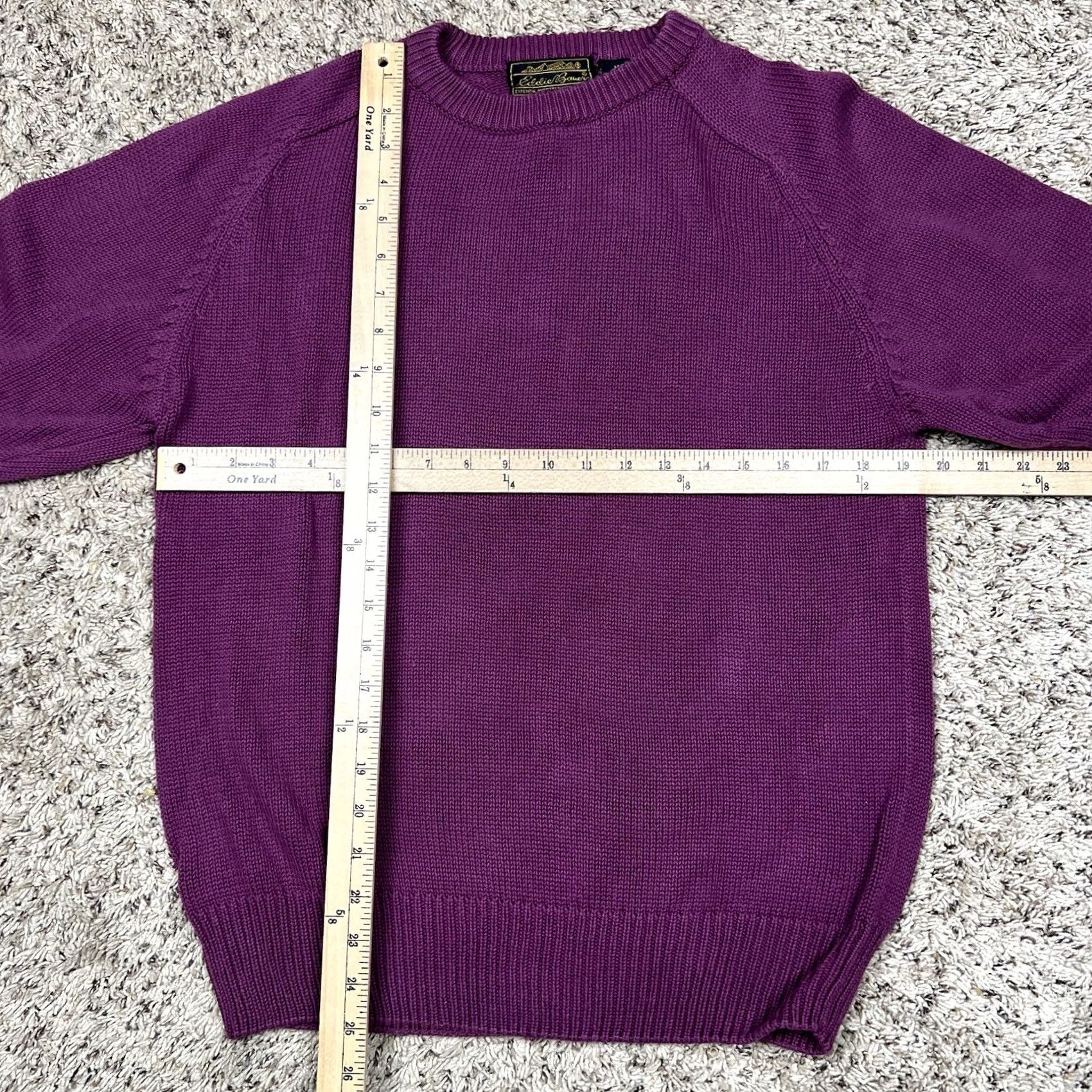 Vintage VINTAGE Eddie Bauer Womens Knit Sweater Medium Purple 100% Cotton Heavyweight Pullover Long Sleeve Crew Neck Knit 90s Womens Size M / US 6-8 / IT 42-44 - 6 Thumbnail