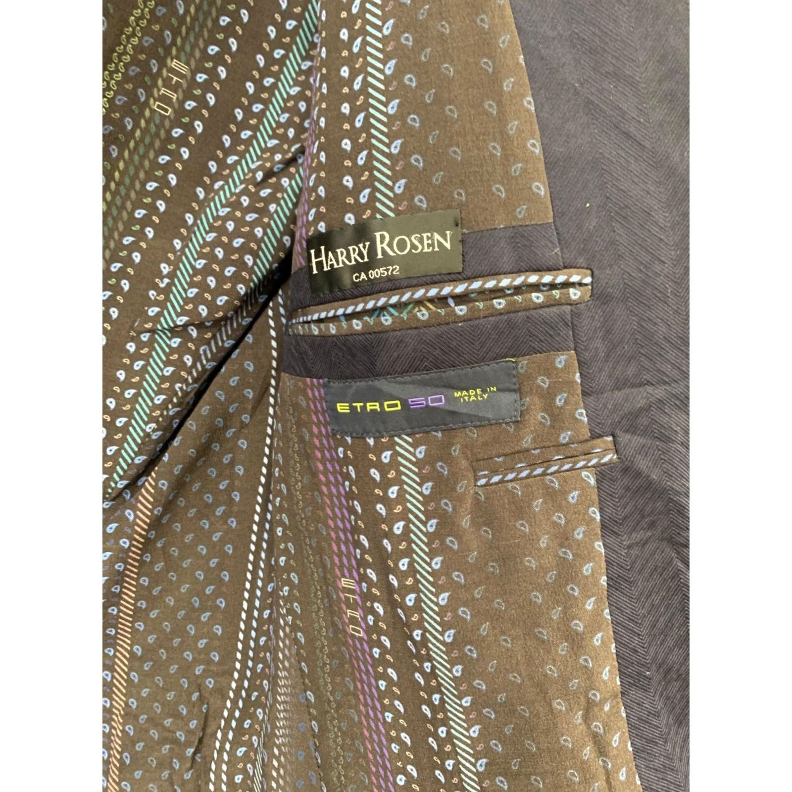 Etro ETRO Blazer Mens S 50 IT Paisley Silk Lining Cotton 2 Piece Milano Tailored Blazer Blue N/A Size 36R - 4 Thumbnail