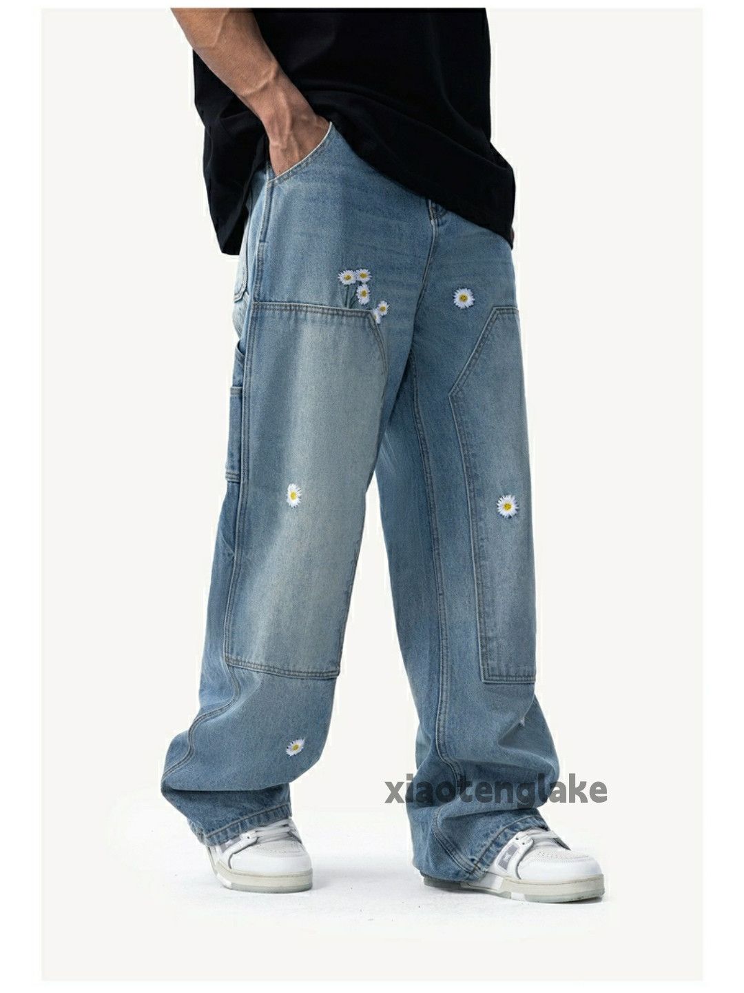 Jean × Vintage washed faded loose baggy skate hiphop carpenter jeans Size US 30 / EU 46 - 1 Thumbnail