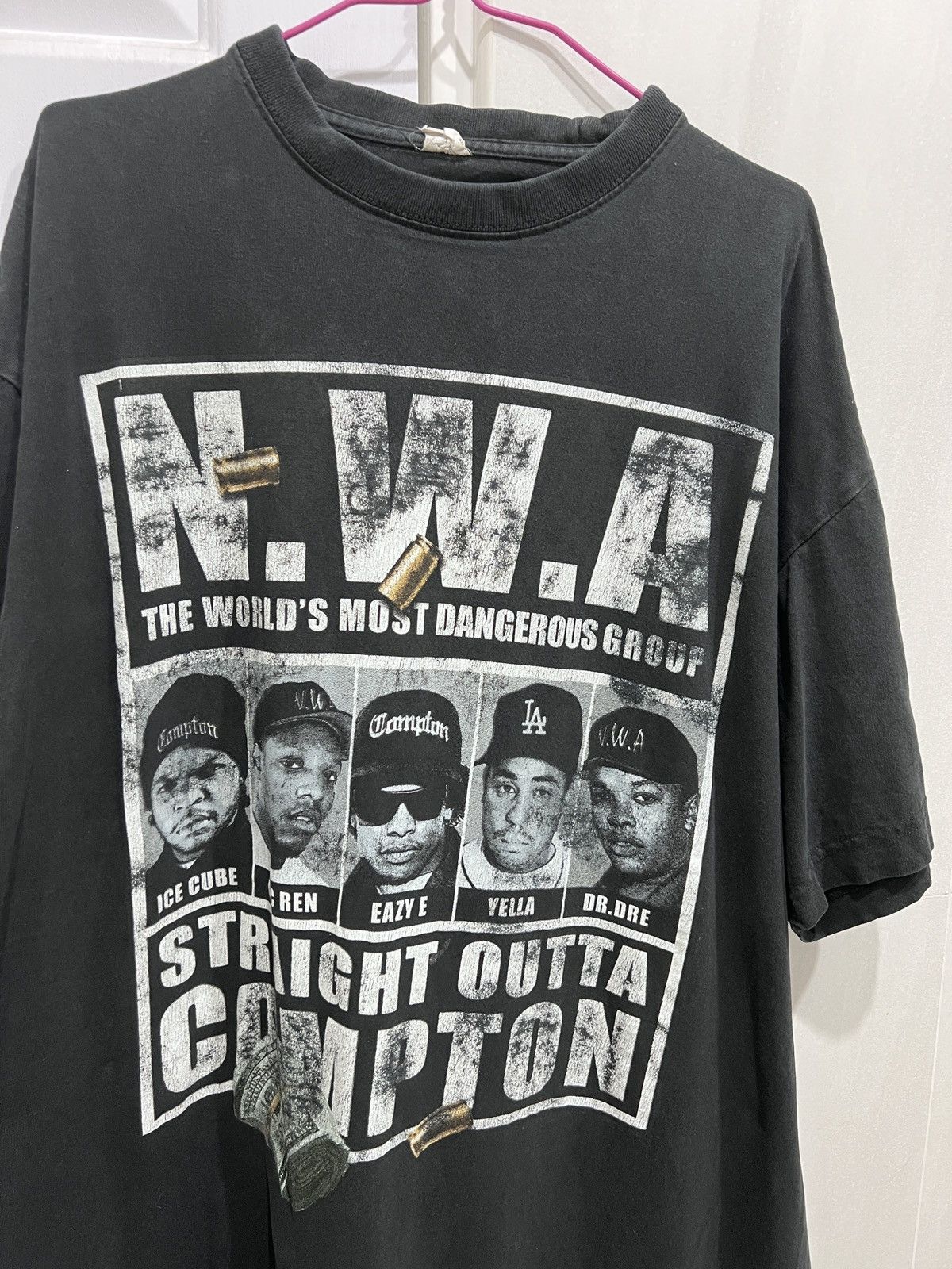 Rap Tees Vintage NWA IceCube MC Ren Eazy-E DJ Yella Dr. Dre FADED 2XL Size US XXL / EU 58 / 5 - 1 Thumbnail