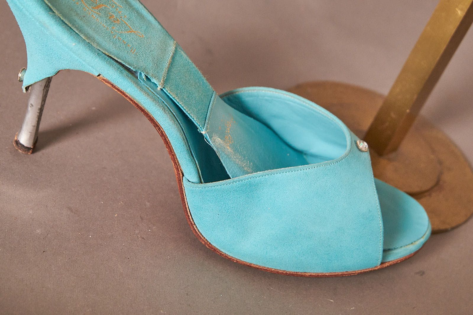 Vintage 1950s Teal Ferncraft Spring-O-Lators Heels Shoes Size US 10 / IT 40 - 7 Thumbnail