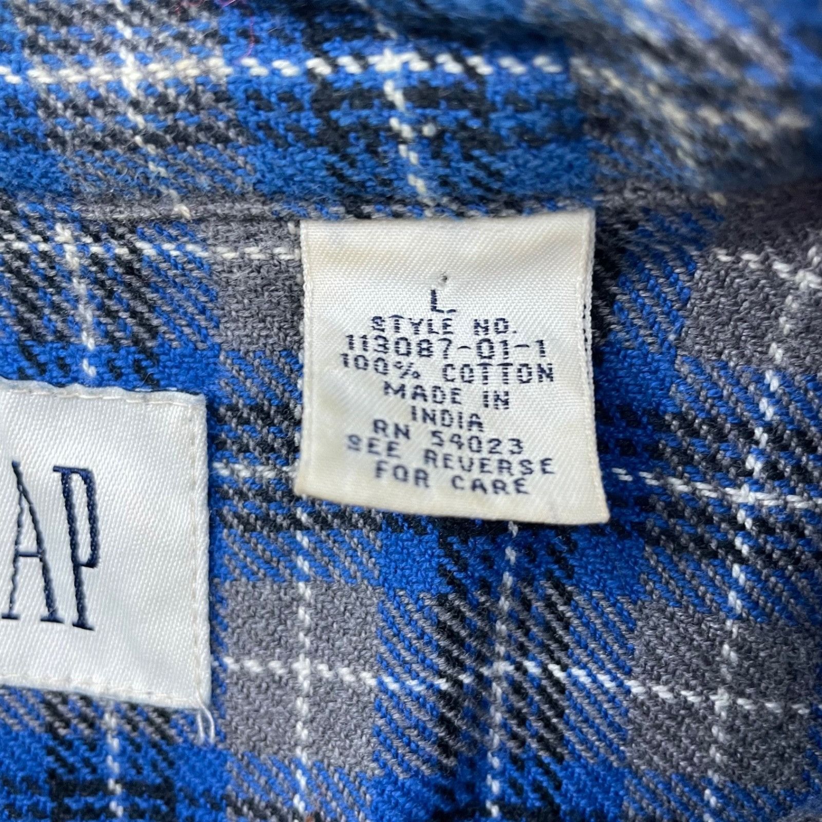 Gap VTG GAP Men's 100% Cotton Flannel Button Shirt Blue/Gray Pla Size US L / EU 52-54 / 3 - 4 Thumbnail