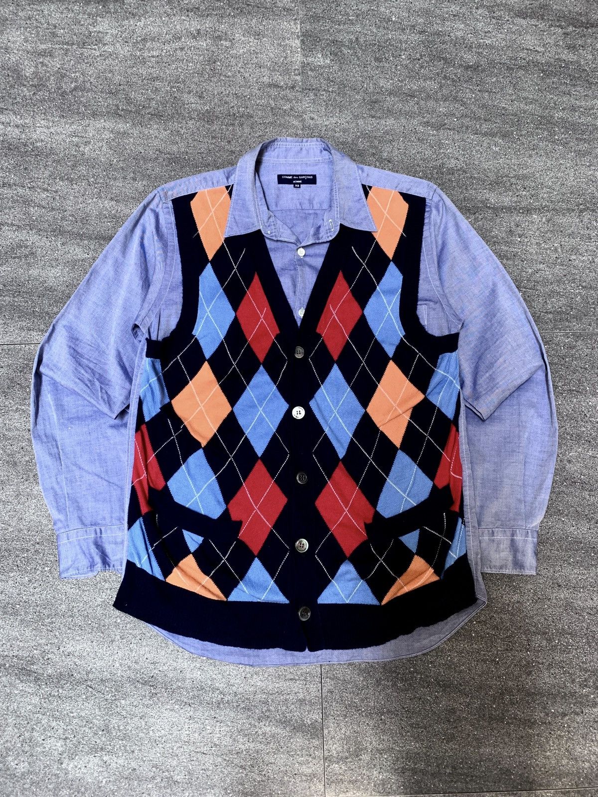 Comme des Garcons Homme AD2010 Argyle Layered Knit Vest Shirt - Small Size US S / EU 44-46 / 1 - 2 Thumbnail