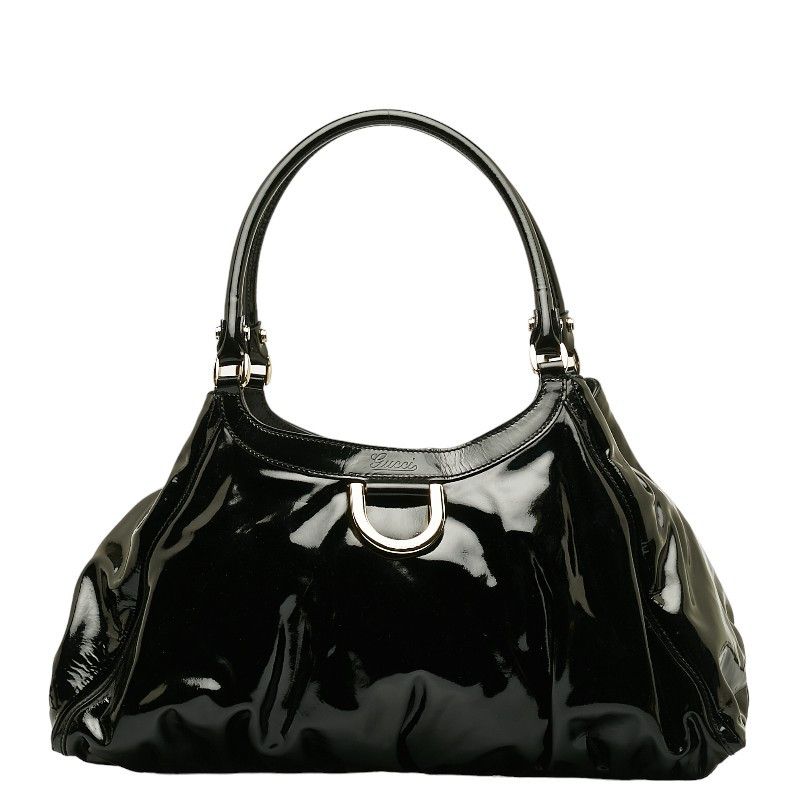 image of Gucci Patent Leather Abbey D Ring Shoulder Bag in Black, Women's