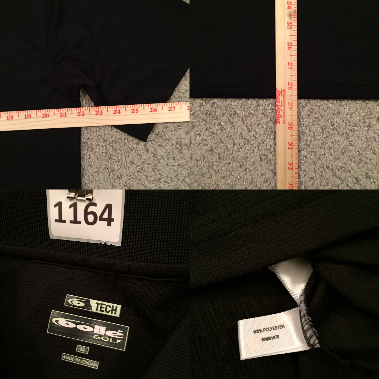 Vintage Bollé Polo Shirt Mens M Black Short Sleeve Striped Golf Tech Polo Shirt Mens Black Striped Golf Size US M / EU 48-50 / 2 - 8 Thumbnail