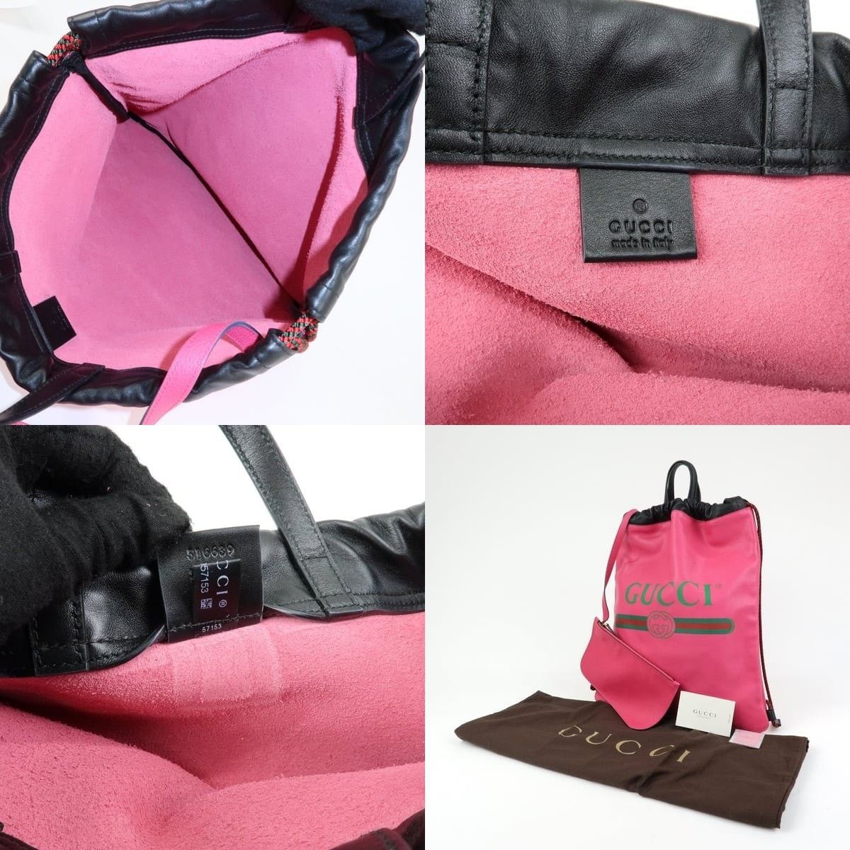 Gucci Gucci Logo Drawstring Calfskin Backpack Pink Size ONE SIZE - 7 Thumbnail