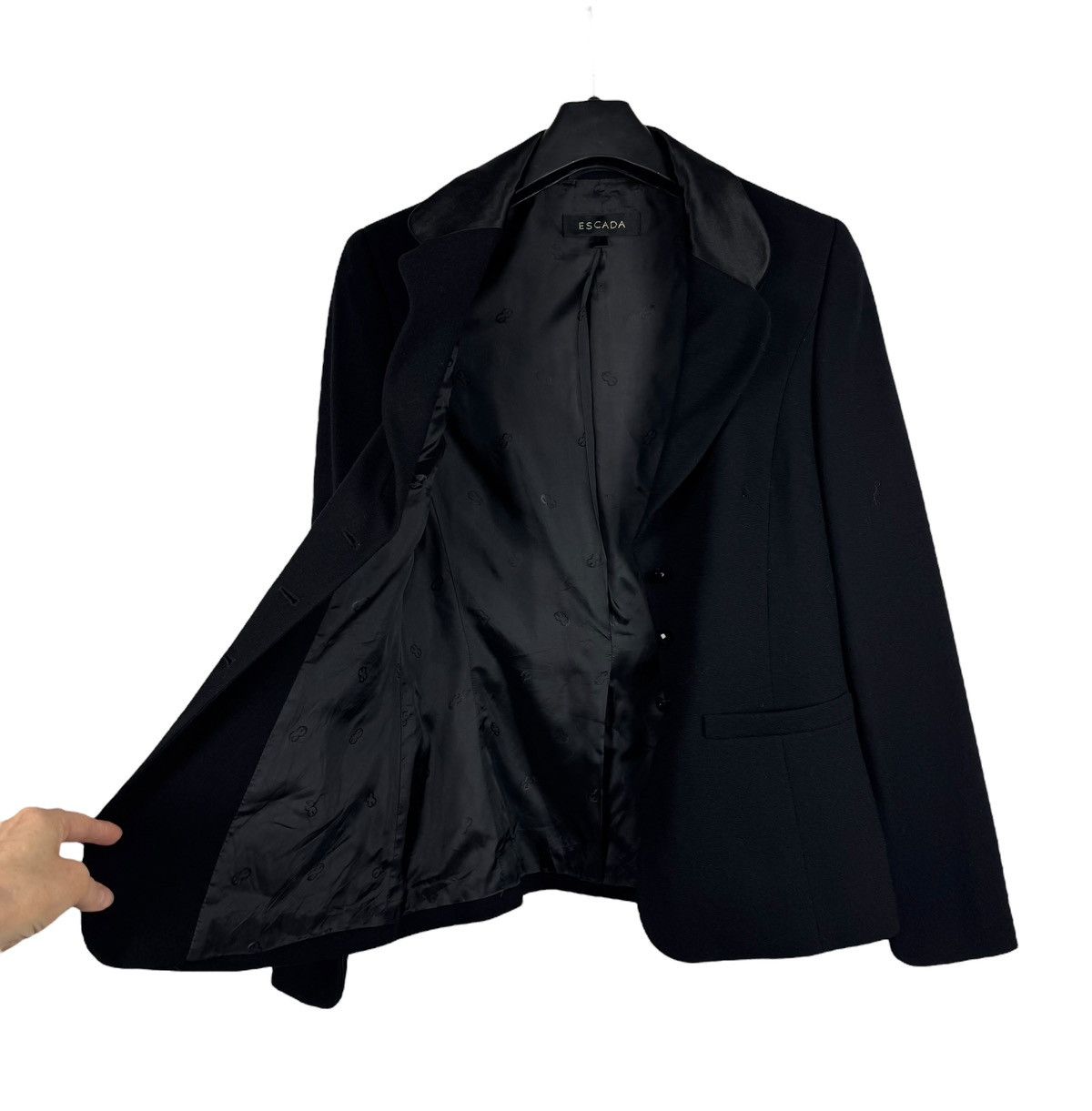 Escada Escada Lana Wool Blazer Silk Collar Satin size DE38 IT44 Size M / US 6-8 / IT 42-44 - 11 Thumbnail
