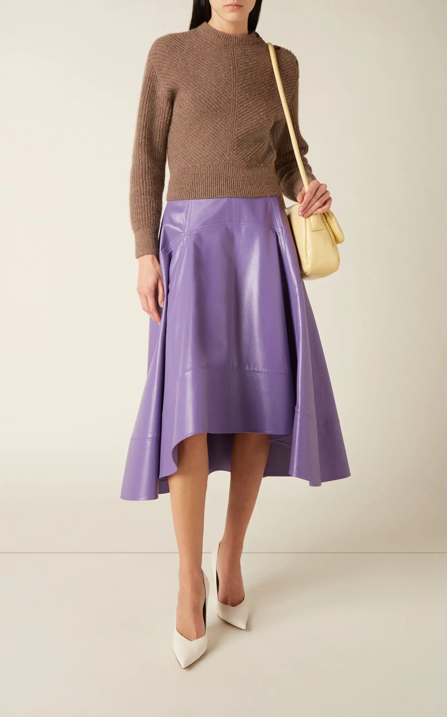 Bottega Veneta o1loc1c0824 716284 Shiny Leather Skirt in Purple Size 24" / US 00 / IT 34 - 3 Thumbnail