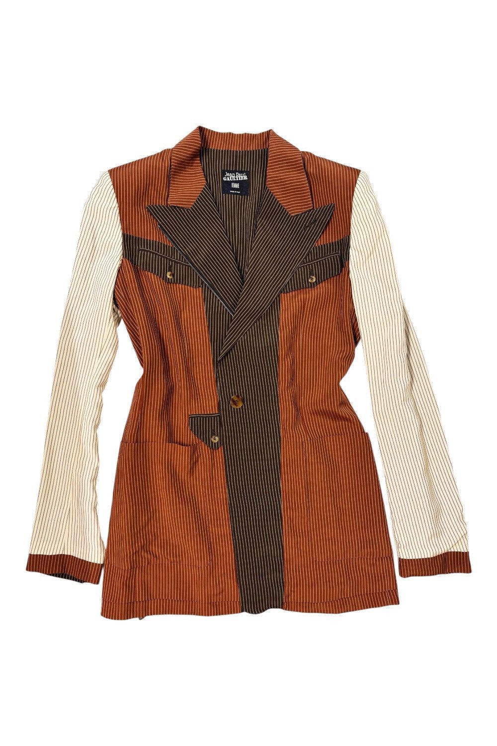 Jean Paul Gaultier Jean Paul Gaultier Archive Patchwork Pinstripe Blazer 2000s Size S / US 4 / IT 40 - 1 Thumbnail