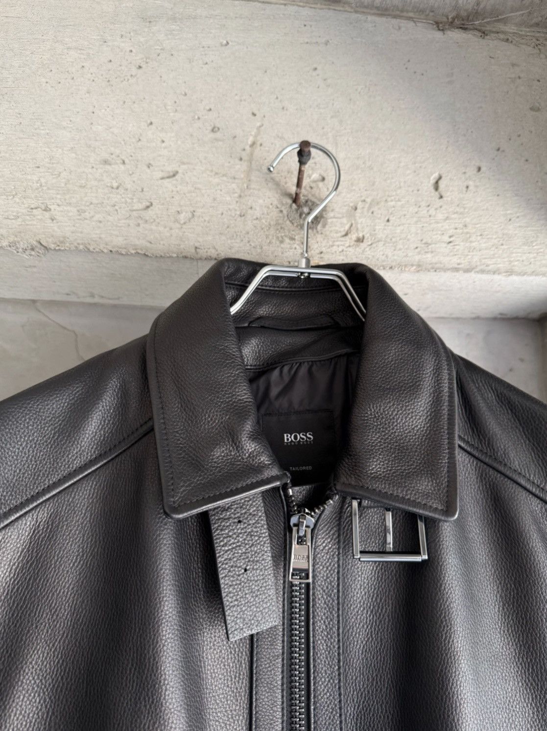 Hugo Boss HUGO BOSS Black Cow Leather Shearling Collar Jacket Size US S / EU 44-46 / 1 - 8 Thumbnail