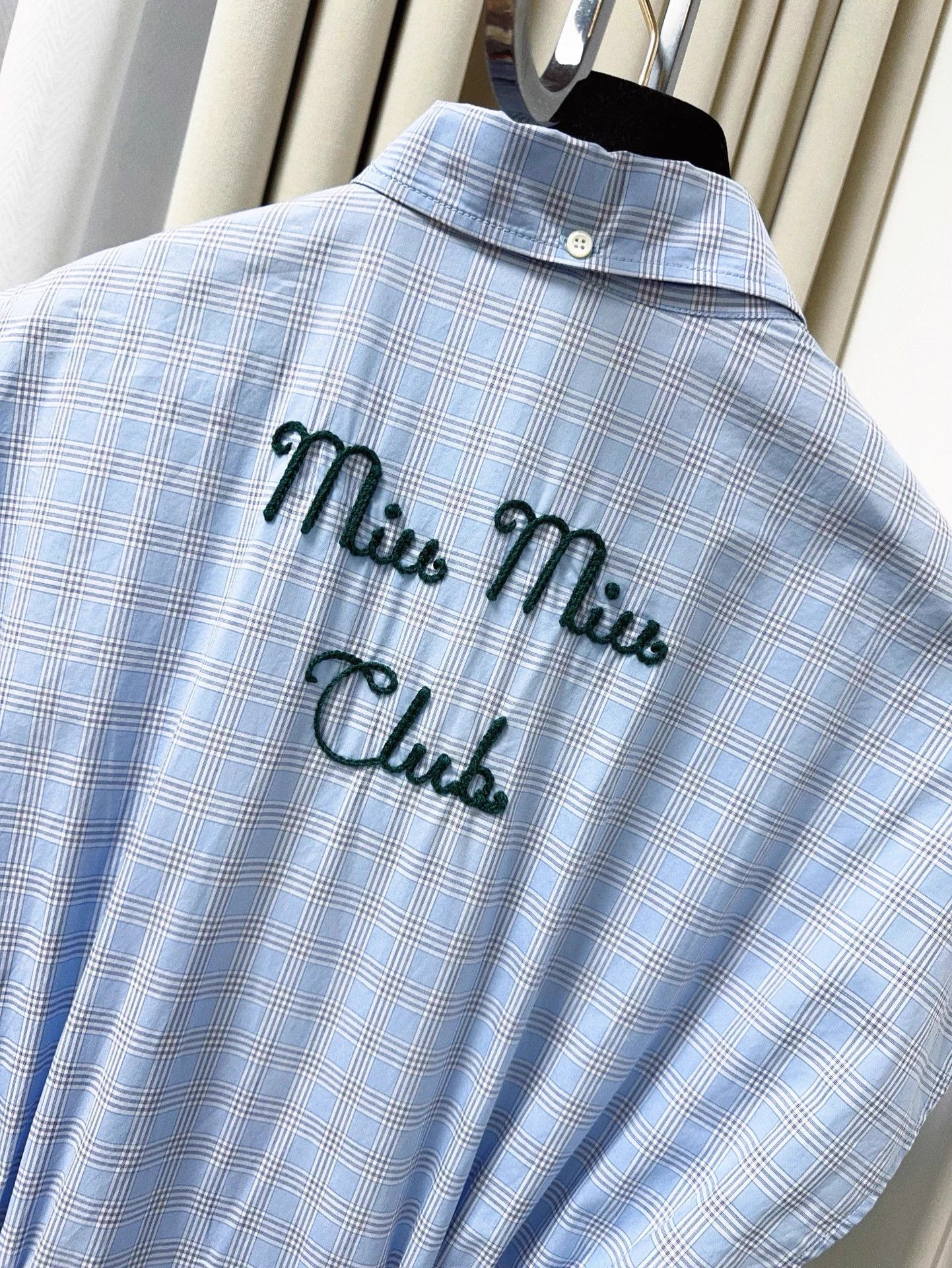 Miu Miu MIU MIU blue lace gingham bow short sleeve maxi dress 38 Size S / US 4 / IT 40 - 4 Thumbnail