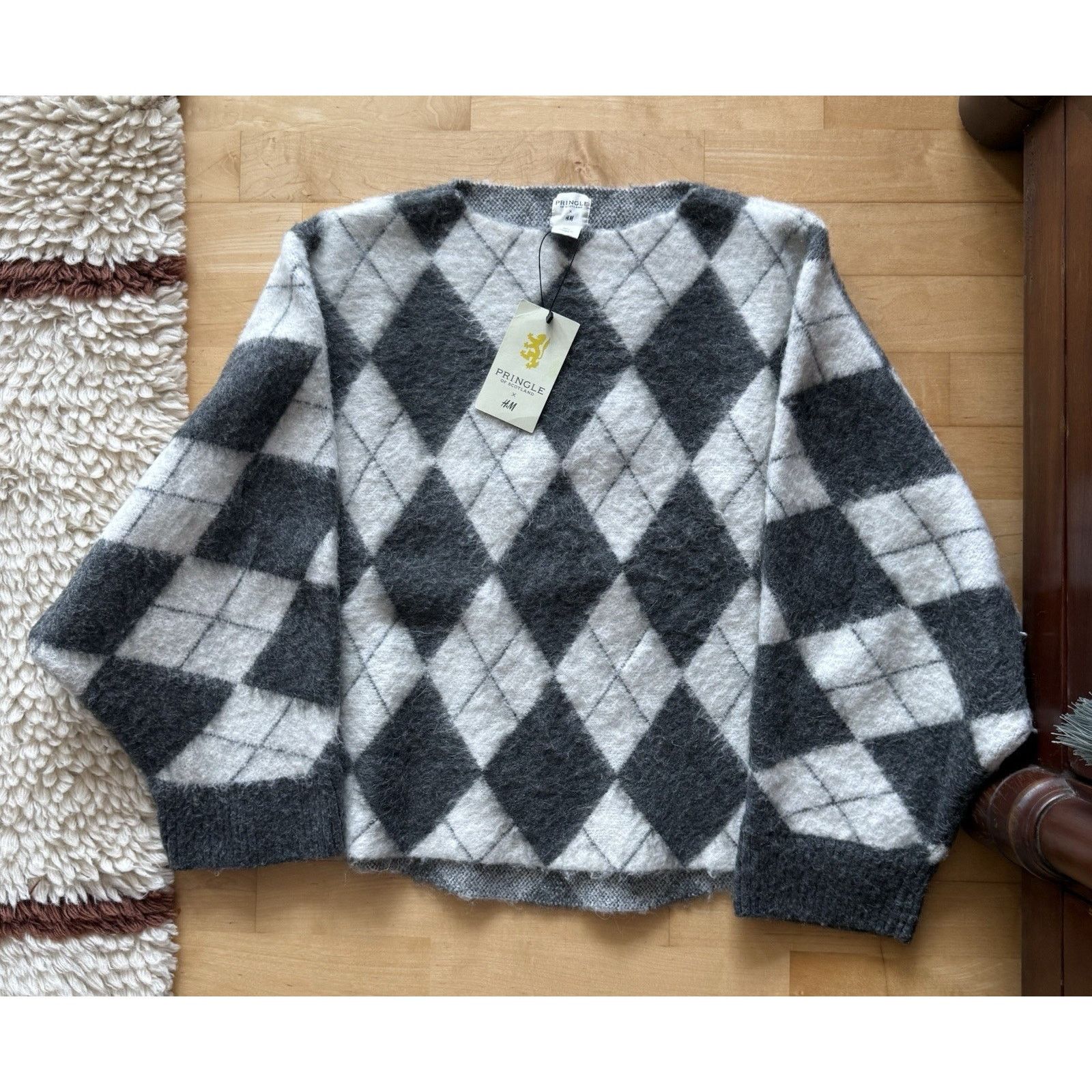 Pringle Of Scotland H&M Argyle Wool Mohair Blend Sweater in Gray, Women's (Size Xs) — image 2 of 4