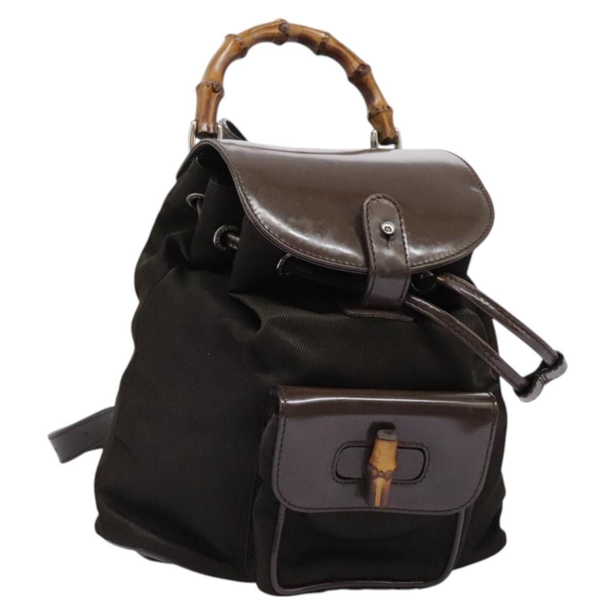 Gucci Gucci Vintage Bamboo Backpack Nylon and Patent Leather Size ONE SIZE - 1 Thumbnail