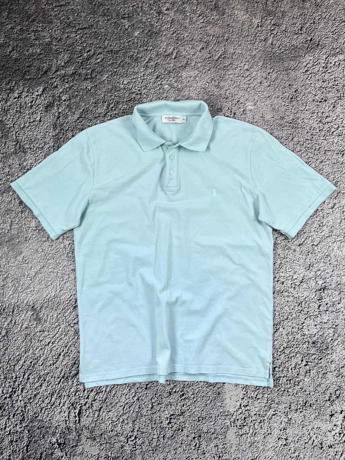 Vintage Yves Saint Laurent Logo Polo Shirt blue