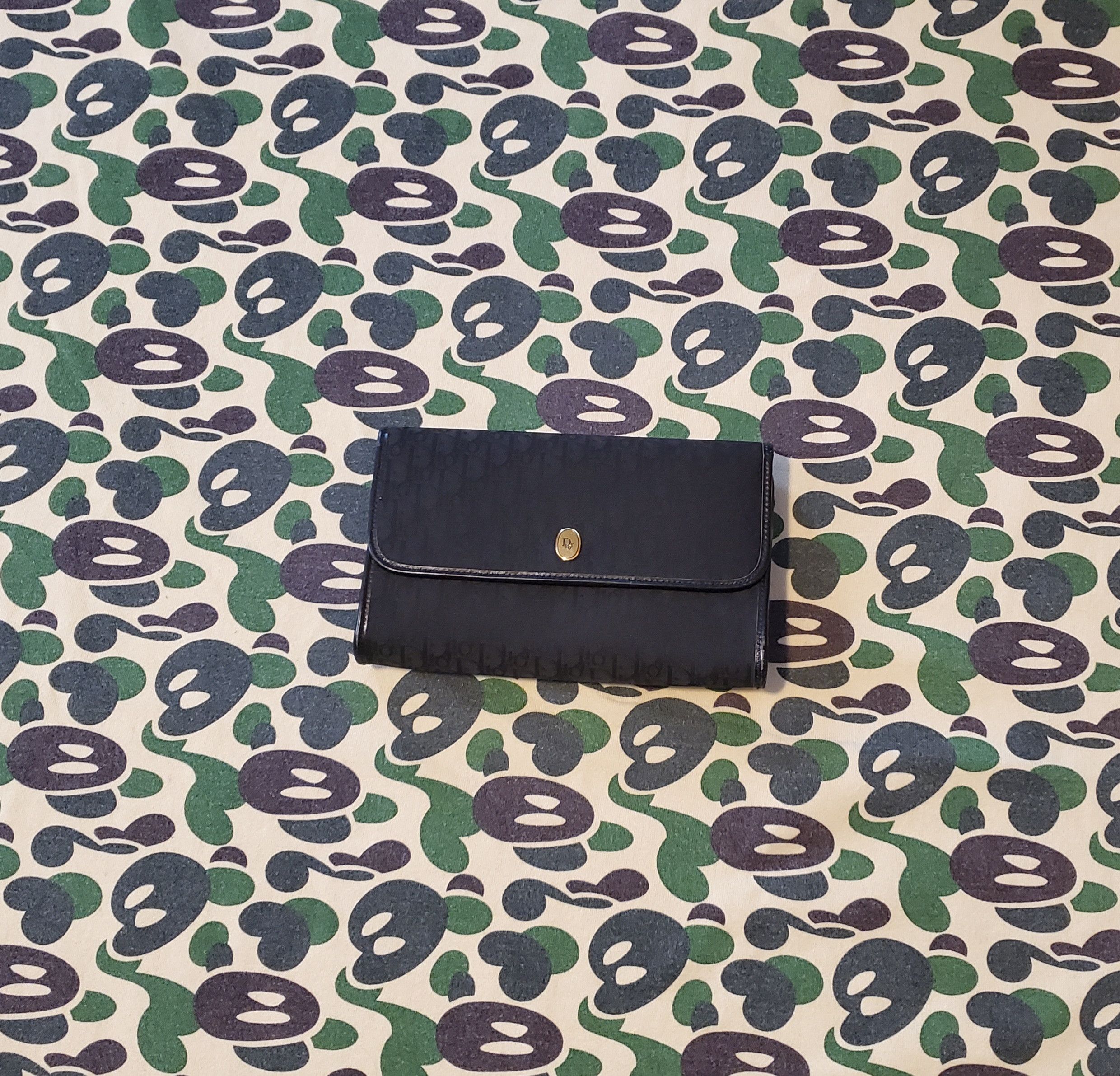 image of Dior Vintage Oblique Black Monogram Canvas Clutch / Purse, Women's
