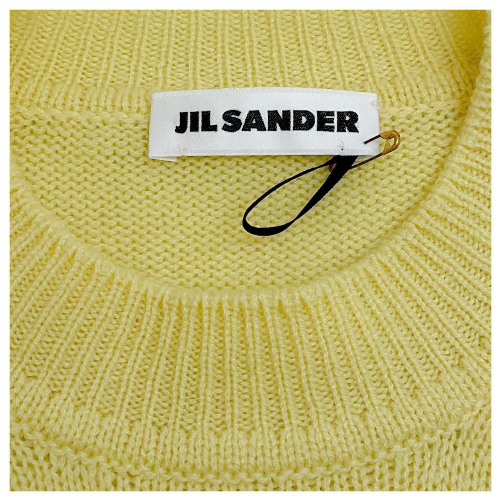 Jil Sander o1y1025 Short Sleeves Cashmere Blend Sweater in Yellow Size L / US 10 / IT 46 - 4 Thumbnail