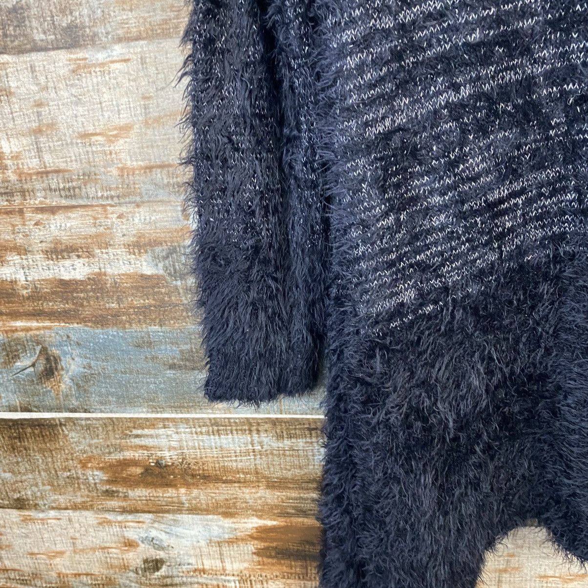 Japanese Brand DL Raf Baf Black Cardigan fur shaggy mohair Knitwear #C1114 Size M / US 6-8 / IT 42-44 - 15 Thumbnail