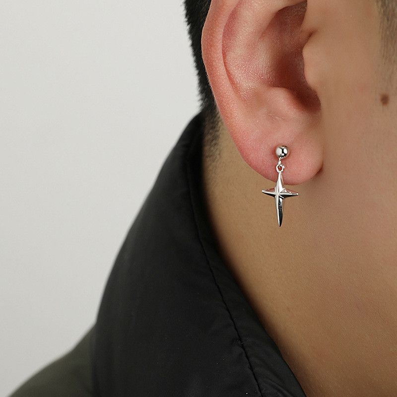 Jewelry Star Modern Earrings One Pairs Chrome Jewelry Size ONE SIZE - 1 Thumbnail
