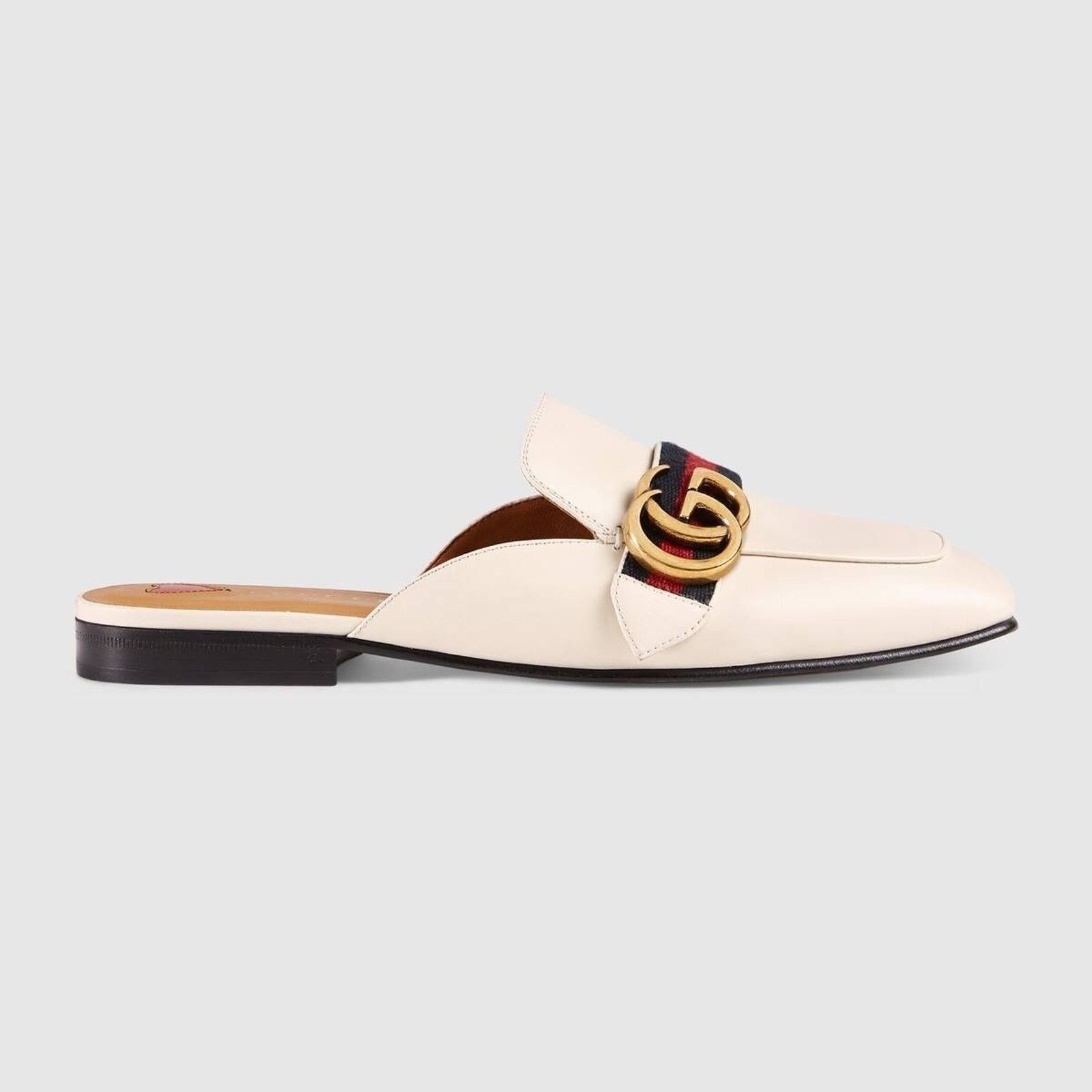 Gucci White Gold GG Slide Loafer Mule Slipper Backless Flats 36.5 Size US 6.5 / IT 36.5 - 3 Thumbnail