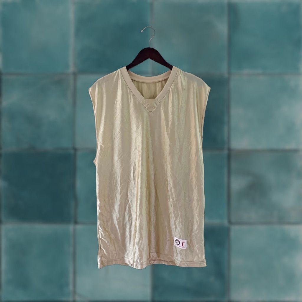 Vintage VINTAGE High Five Basketball Jersey Mens L NOS NWOT 90s Made in USA Gold Dazzle Tank Sleeveless 90s Apparel Masculine Athletic Jersey Size US L / EU 52-54 / 3 - 1 Thumbnail