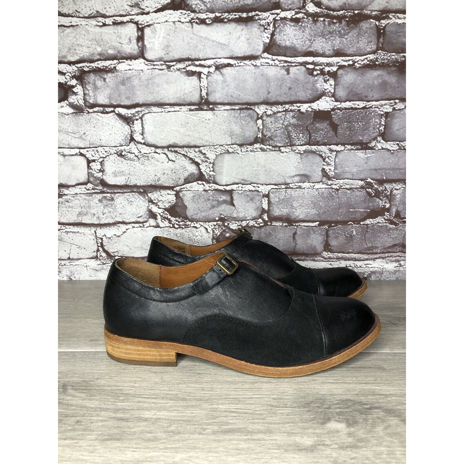 Other Kork Ease Niseda Black Leather Suede Monk Strap Oxfords Shoe Size US 8 / IT 38 - 4 Thumbnail