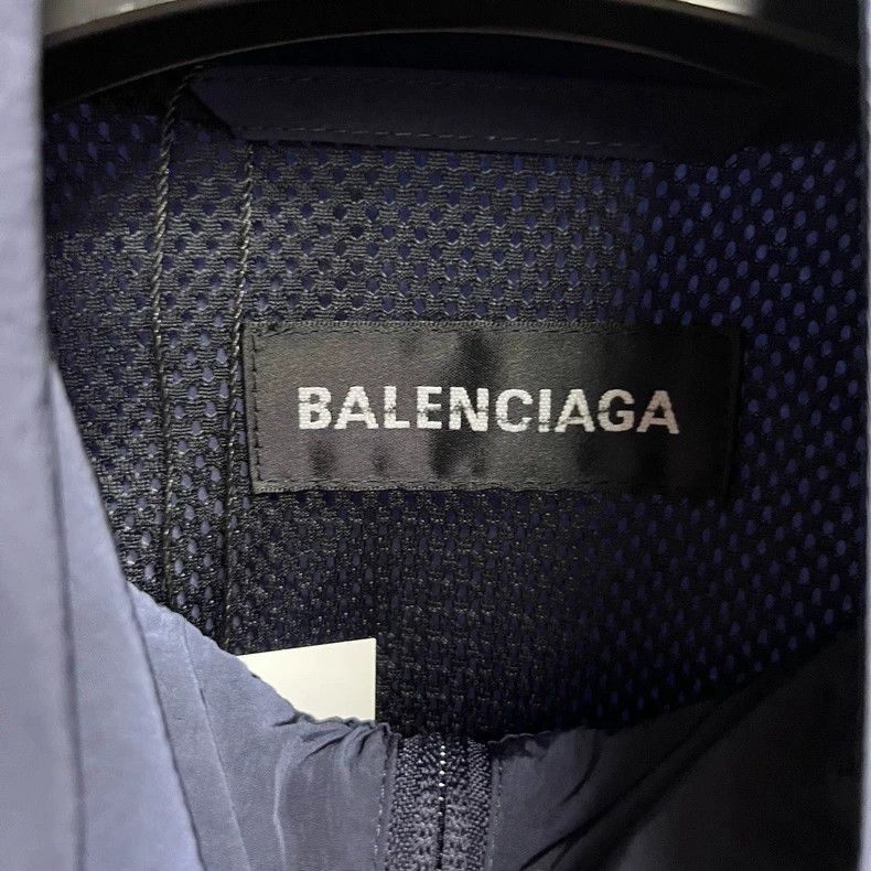 Balenciaga Blue Logo Print Zip Collar Long Sleeve Jacket-2506 Size US L / EU 52-54 / 3 - 2 Thumbnail