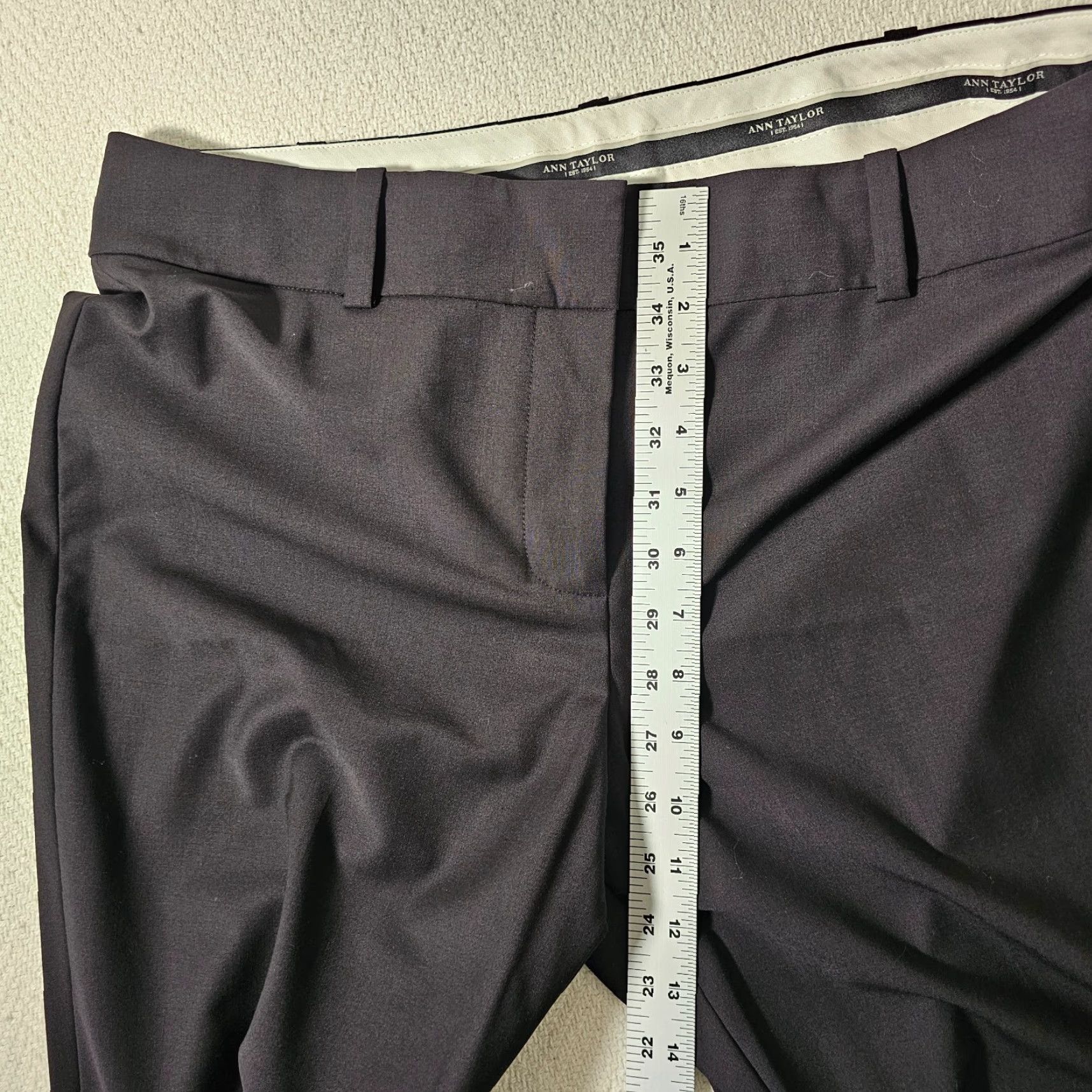 Ann Taylor Ann Taylor Women Pants 10 Black Flat Front Pockets Wool Blend Dress Pants Womens Size 32" / US 10 / IT 46 - 6 Thumbnail