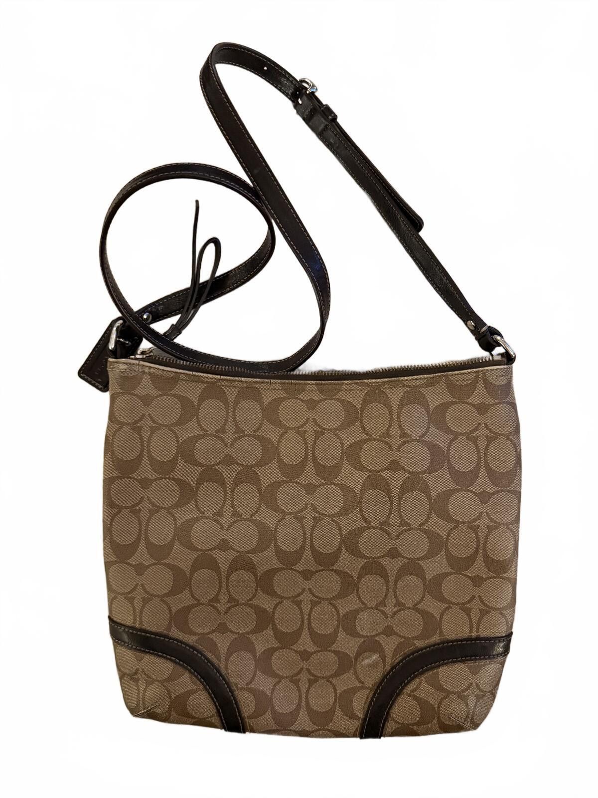 Coach Coach Signature Brown Crossbody Bag with Black Leather Trim Size ONE SIZE - 2 Thumbnail