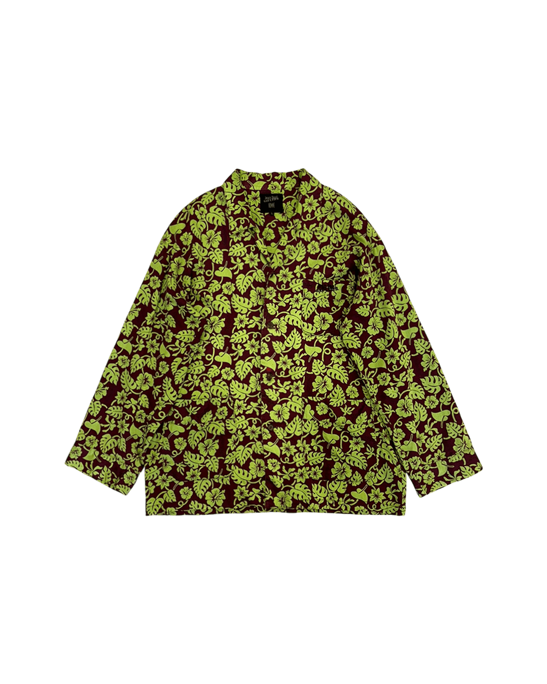 Jean Paul Gaultier Jean Paul Gaultier 1990s Leaves Printed Open Collar Shirt Size US L / EU 52-54 / 3 - 1 Thumbnail